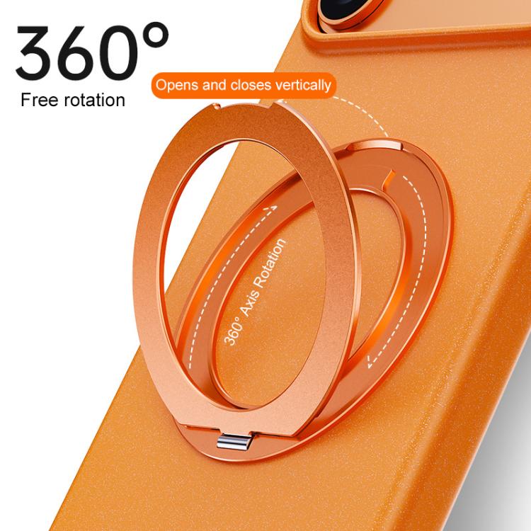 For iPhone 17 Pro Boundless Series Rock Sand Magnetic Phone Case with 360 Degree Rotating Alloy Stand