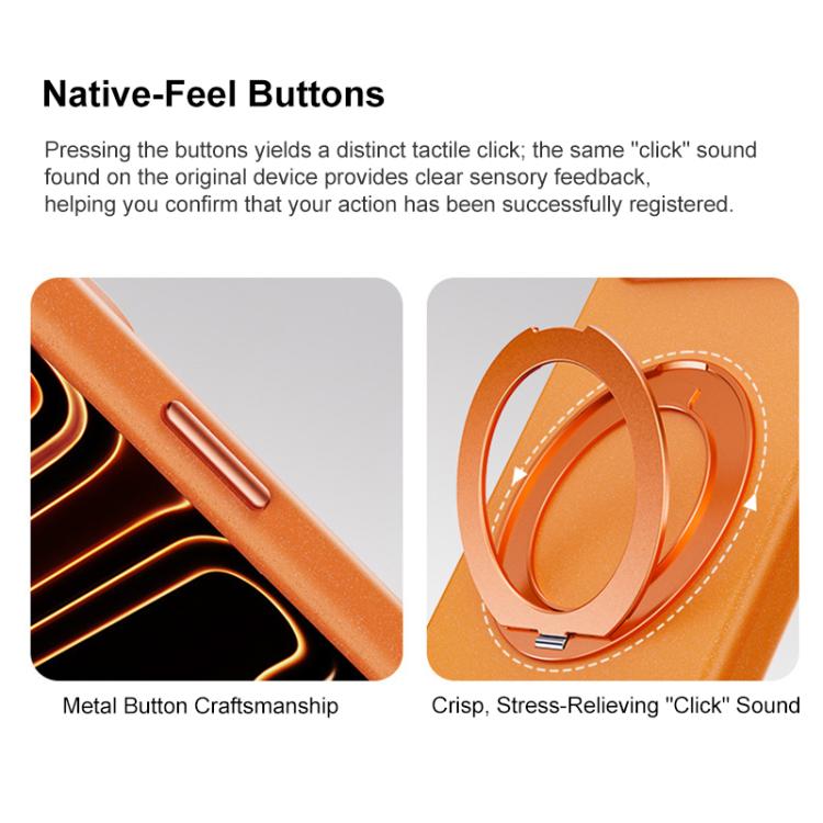 For iPhone 16 Pro Boundless Series Rock Sand Magnetic Phone Case with 360 Degree Rotating Alloy Stand
