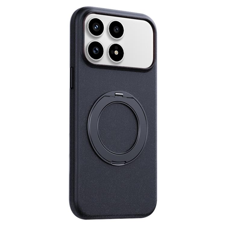 For Redmi K90 Boundless Series Rock Sand Magnetic Phone Case with 360 Degree Rotating Alloy Stand