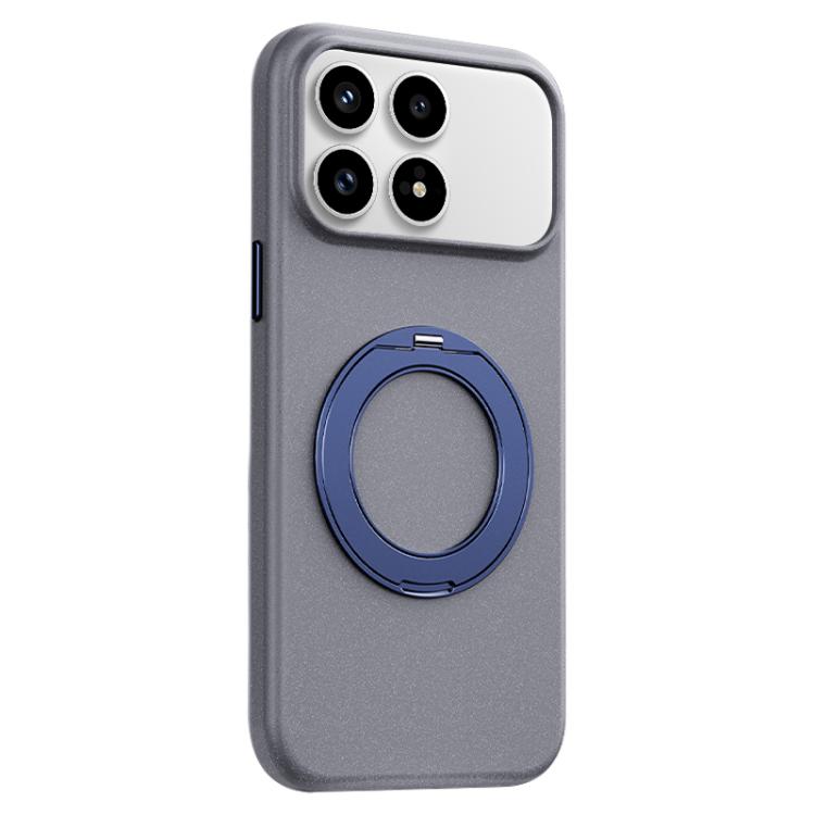 For Redmi K90 Boundless Series Rock Sand Magnetic Phone Case with 360 Degree Rotating Alloy Stand