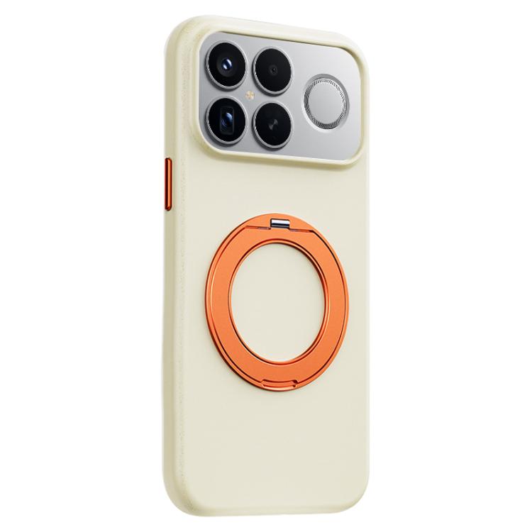 For Redmi K90 Pro Max Boundless Series Rock Sand Magnetic Phone Case with 360 Degree Rotating Alloy Stand