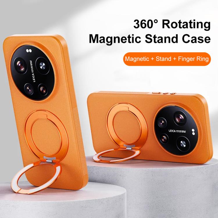 For Redmi K90 Boundless Series Rock Sand Magnetic Phone Case with 360 Degree Rotating Alloy Stand