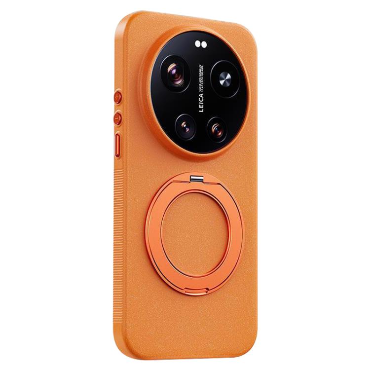 For Xiaomi 17 Ultra Boundless Series Rock Sand Magnetic Phone Case with 360 Degree Rotating Alloy Stand