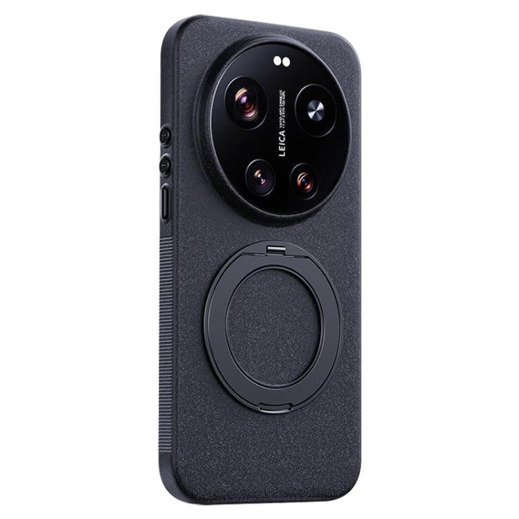 For Xiaomi 17 Ultra Boundless Series Rock Sand Magnetic Phone Case with 360 Degree Rotating Alloy Stand