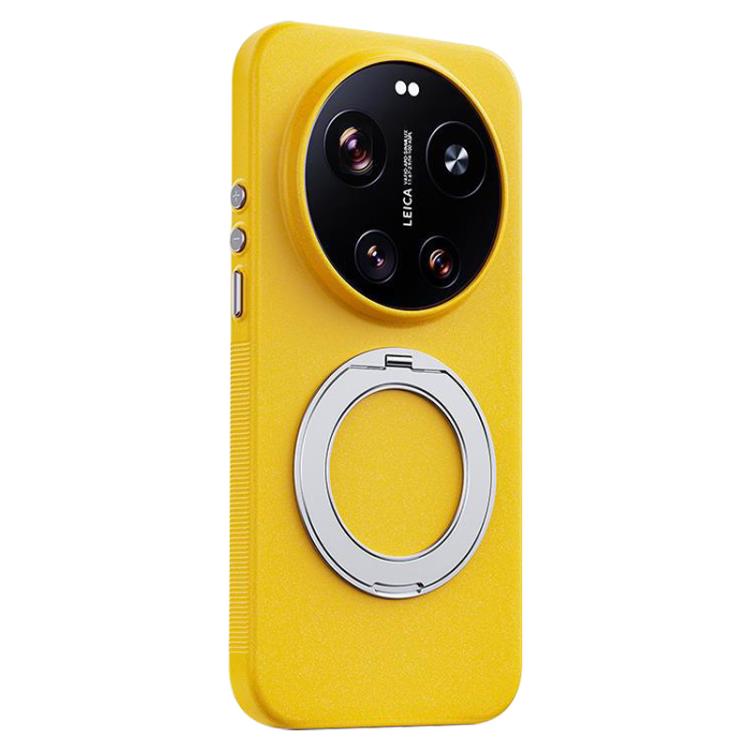 For Xiaomi 17 Ultra Boundless Series Rock Sand Magnetic Phone Case with 360 Degree Rotating Alloy Stand
