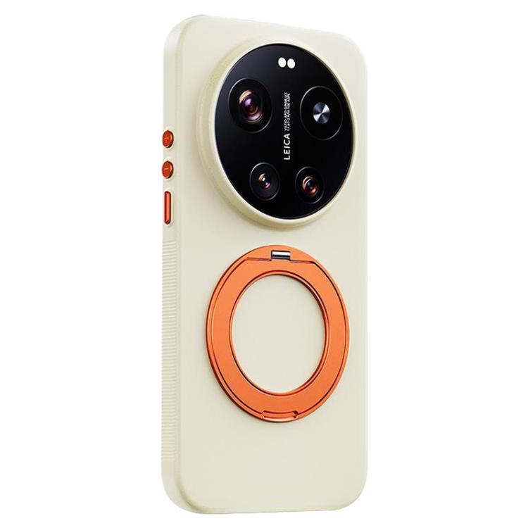 For Xiaomi 17 Ultra Boundless Series Rock Sand Magnetic Phone Case with 360 Degree Rotating Alloy Stand