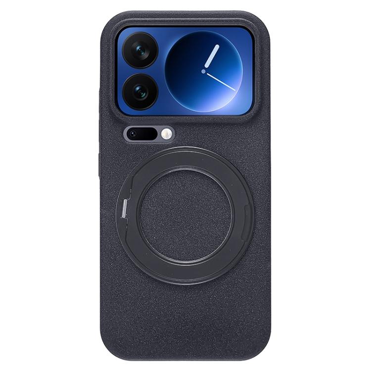 For Xiaomi 17 Pro Max Boundless Series Rock Sand Magnetic Phone Case with 360 Degree Rotating Alloy Stand