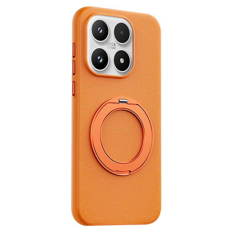 For Xiaomi 17 Boundless Series Rock Sand Magnetic Phone Case with 360 Degree Rotating Alloy Stand