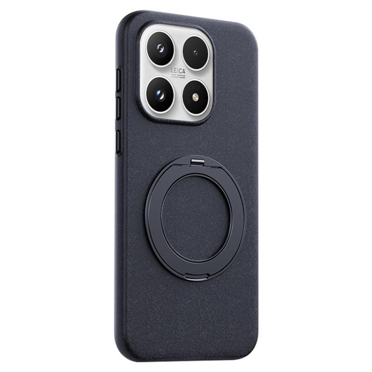 For Xiaomi 17 Boundless Series Rock Sand Magnetic Phone Case with 360 Degree Rotating Alloy Stand