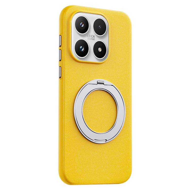For Xiaomi 17 Boundless Series Rock Sand Magnetic Phone Case with 360 Degree Rotating Alloy Stand