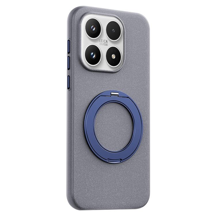 For Xiaomi 17 Boundless Series Rock Sand Magnetic Phone Case with 360 Degree Rotating Alloy Stand