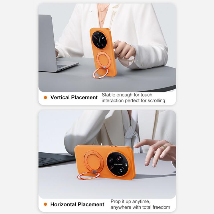 For Xiaomi 17 Boundless Series Rock Sand Magnetic Phone Case with 360 Degree Rotating Alloy Stand
