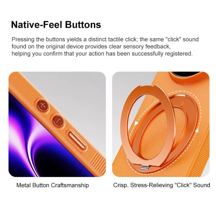 For Xiaomi 17 Pro Max Boundless Series Rock Sand Magnetic Phone Case with 360 Degree Rotating Alloy Stand