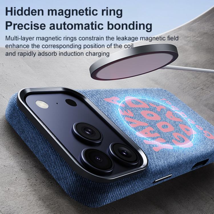 For iPhone 17 Pro Max Beautiful Series Denim Texture Full Coverage Magnetic Phone Case