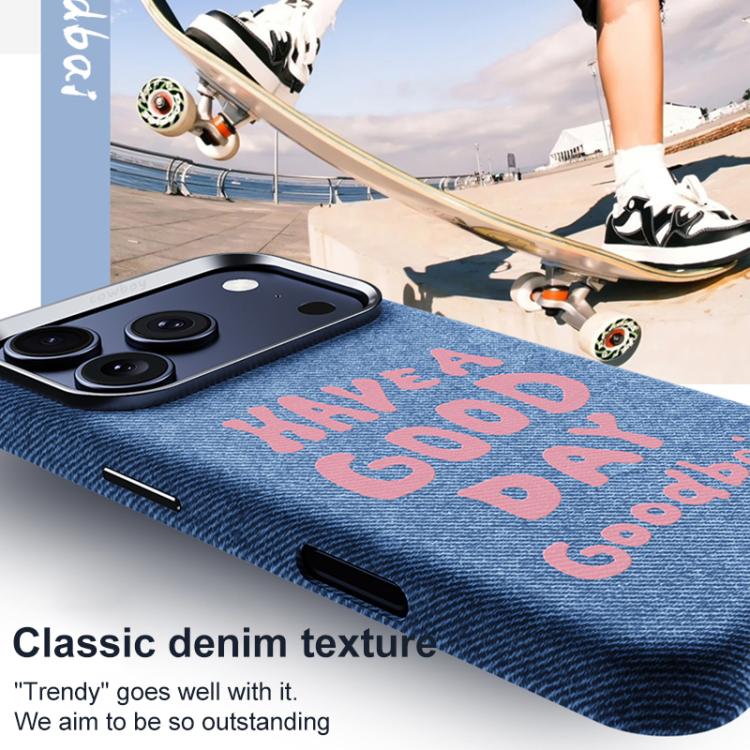 For iPhone 17 Pro Beautiful Series Denim Texture Full Coverage Magnetic Phone Case