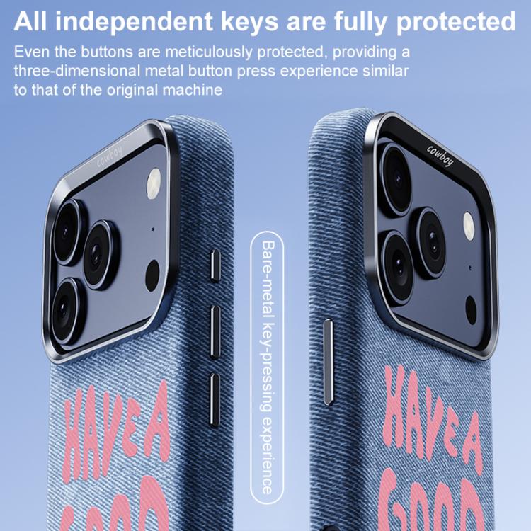 For iPhone 17 Pro Beautiful Series Denim Texture Full Coverage Magnetic Phone Case