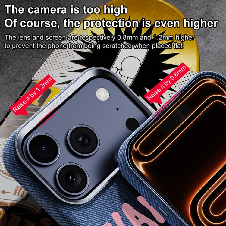 For iPhone 17 Pro Beautiful Series Denim Texture Full Coverage Magnetic Phone Case
