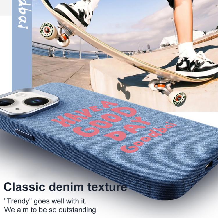 For iPhone 15 Plus / 14 Plus Beautiful Series Denim Texture Full Coverage Magnetic Phone Case