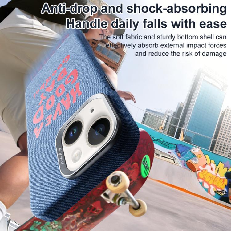 For iPhone 15 Beautiful Series Denim Texture Full Coverage Magnetic Phone Case