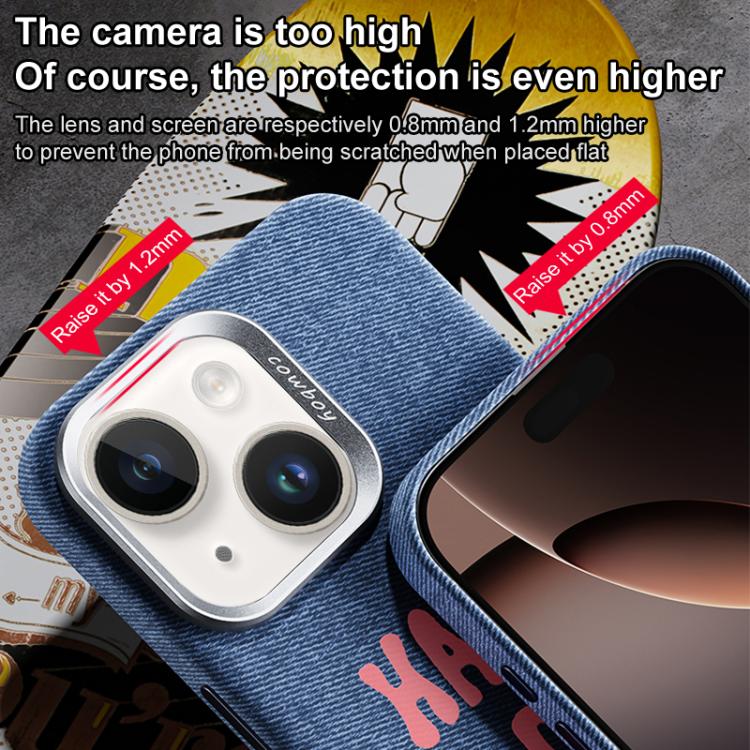 For iPhone 15 Beautiful Series Denim Texture Full Coverage Magnetic Phone Case