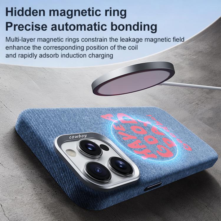 For iPhone 14 Pro Max Beautiful Series Denim Texture Full Coverage Magnetic Phone Case