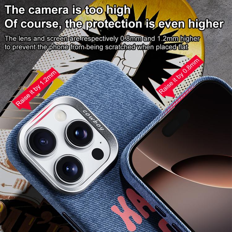 For iPhone 14 Pro Max Beautiful Series Denim Texture Full Coverage Magnetic Phone Case