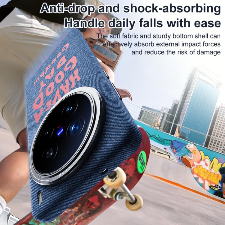 For vivo X100 Pro Beautiful Series Denim Texture Full Coverage Magnetic Phone Case