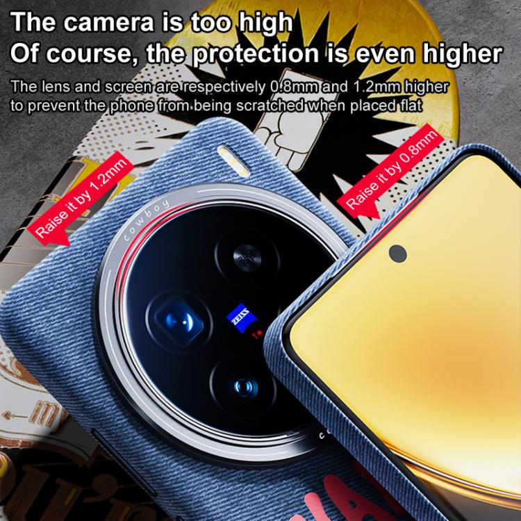 For vivo X100 Pro Beautiful Series Denim Texture Full Coverage Magnetic Phone Case