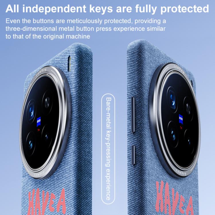 For vivo X100 Pro Beautiful Series Denim Texture Full Coverage Magnetic Phone Case
