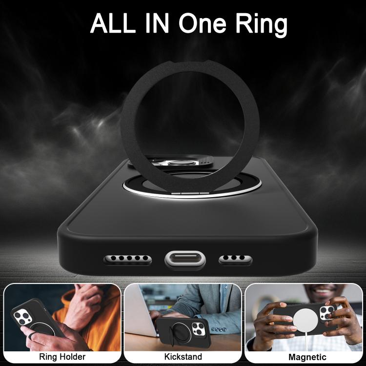 For iPhone 16 Pro Max Dark Star Series 360 Degree Rotation Ring Holder Magnetic Phone Case
