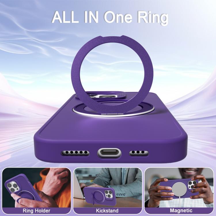 For iPhone 15 Pro Max Dark Star Series 360 Degree Rotation Ring Holder Magnetic Phone Case
