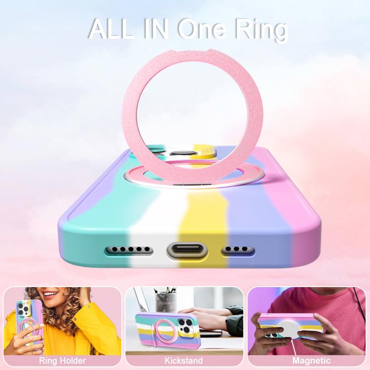 For iPhone 15 Pro Max Dark Star Series 360 Degree Rotation Ring Holder Magnetic Phone Case
