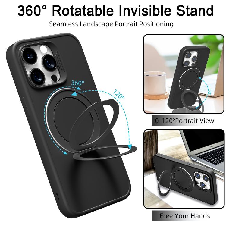 For iPhone 15 Pro Max Dark Star Series 360 Degree Rotation Ring Holder Magnetic Phone Case