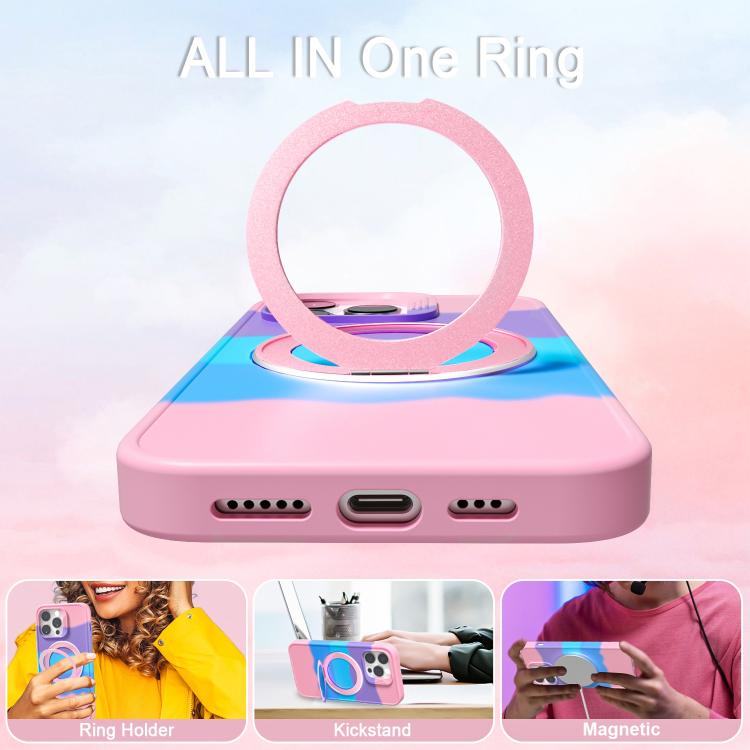 For iPhone 15 Pro Max Dark Star Series 360 Degree Rotation Ring Holder Magnetic Phone Case