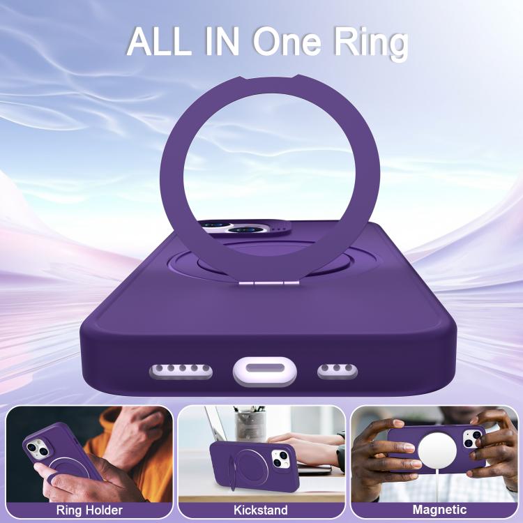 For iPhone 14 Dark Star Series 360 Degree Rotation Ring Holder Magnetic Phone Case
