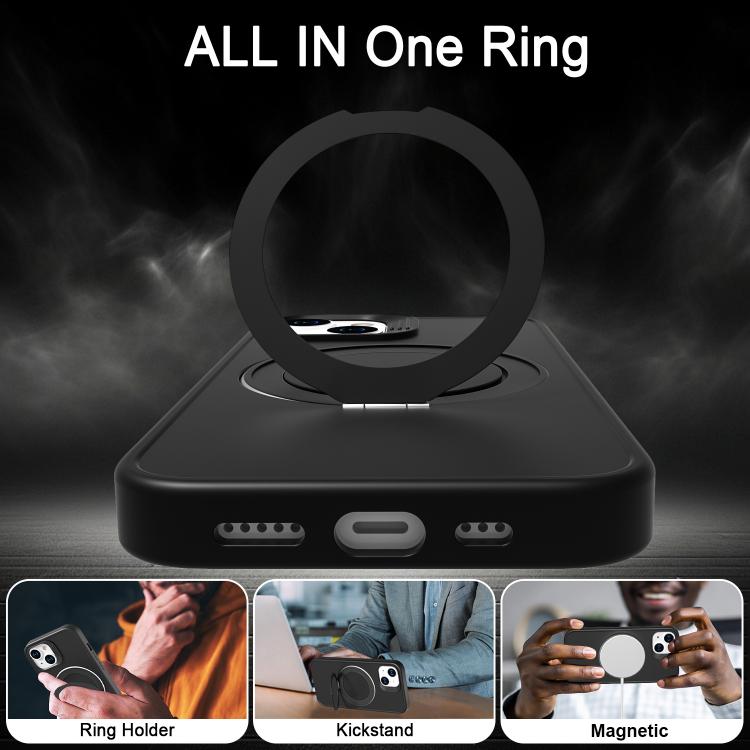 For iPhone 14 Dark Star Series 360 Degree Rotation Ring Holder Magnetic Phone Case