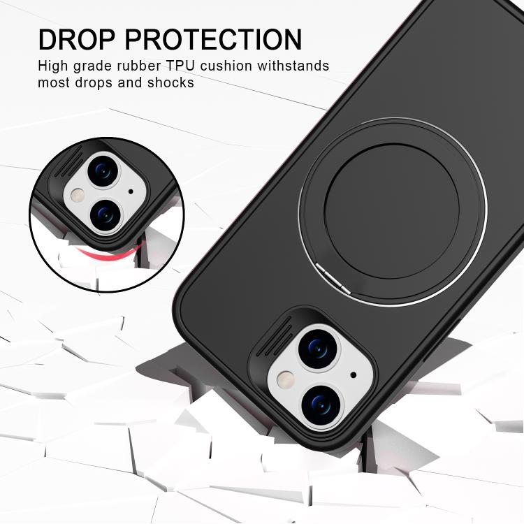 For iPhone 14 Dark Star Series 360 Degree Rotation Ring Holder Magnetic Phone Case