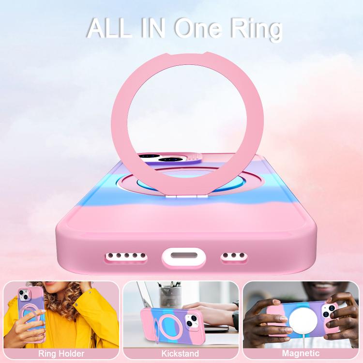 For iPhone 14 Dark Star Series 360 Degree Rotation Ring Holder Magnetic Phone Case