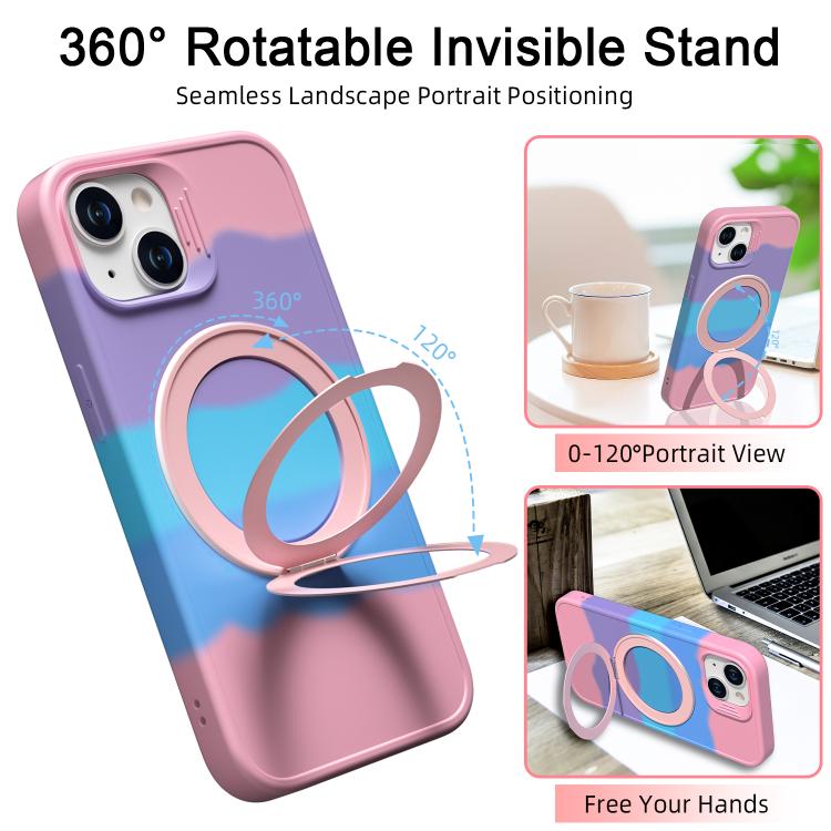 For iPhone 14 Dark Star Series 360 Degree Rotation Ring Holder Magnetic Phone Case
