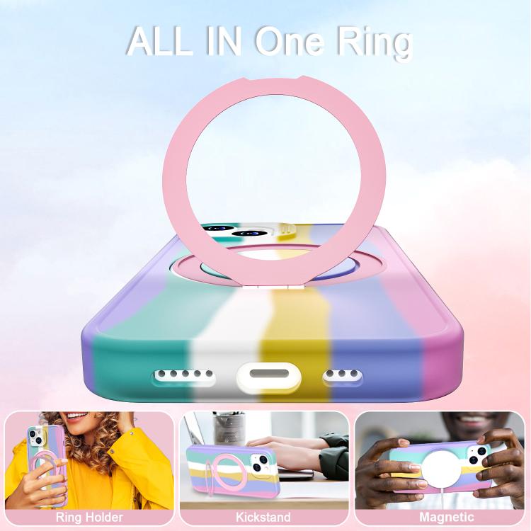 For iPhone 13 Dark Star Series 360 Degree Rotation Ring Holder Magnetic Phone Case