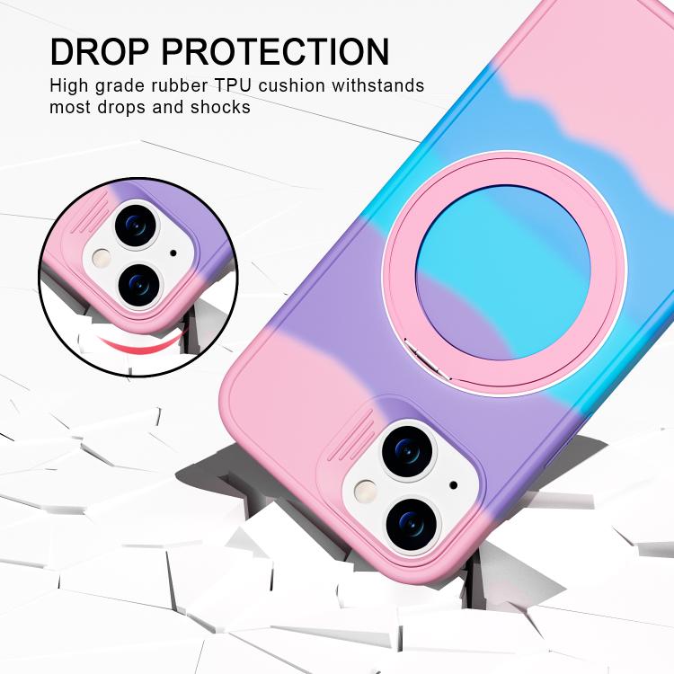 For iPhone 13 Dark Star Series 360 Degree Rotation Ring Holder Magnetic Phone Case