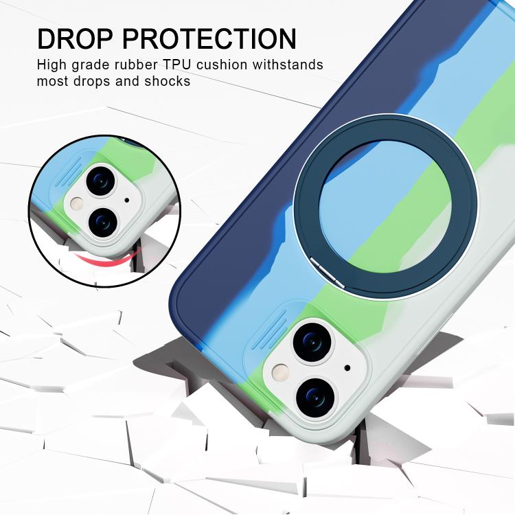 For iPhone 13 Dark Star Series 360 Degree Rotation Ring Holder Magnetic Phone Case