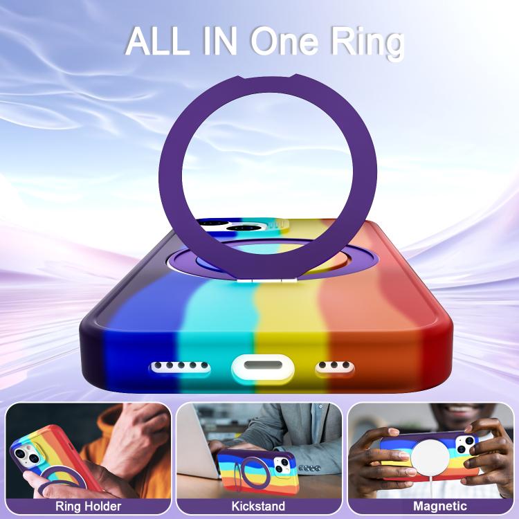 For iPhone 13 Dark Star Series 360 Degree Rotation Ring Holder Magnetic Phone Case
