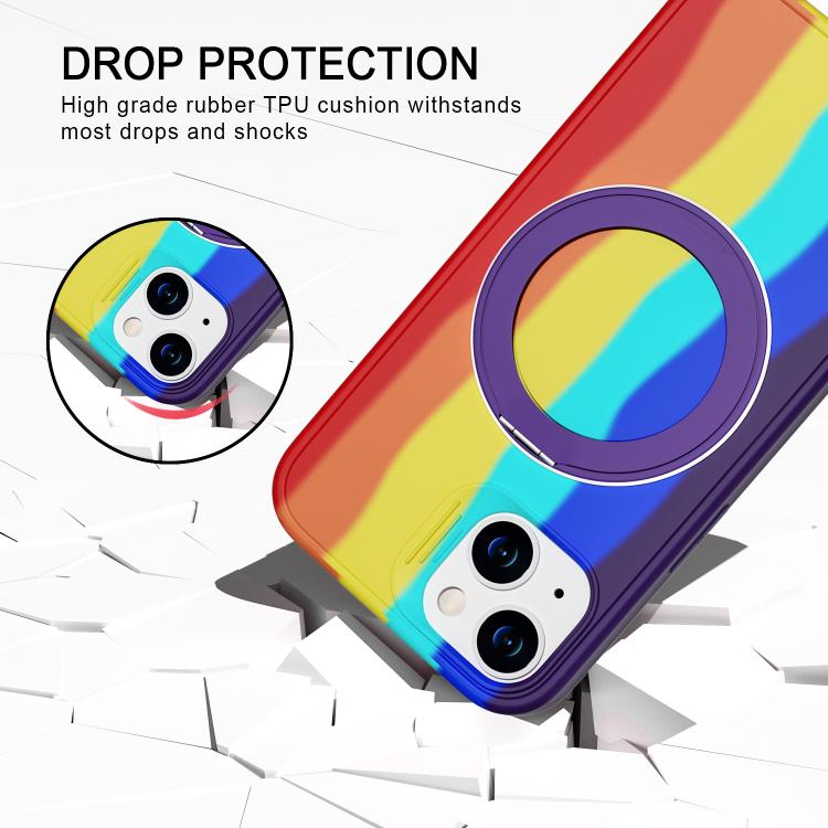 For iPhone 13 Dark Star Series 360 Degree Rotation Ring Holder Magnetic Phone Case