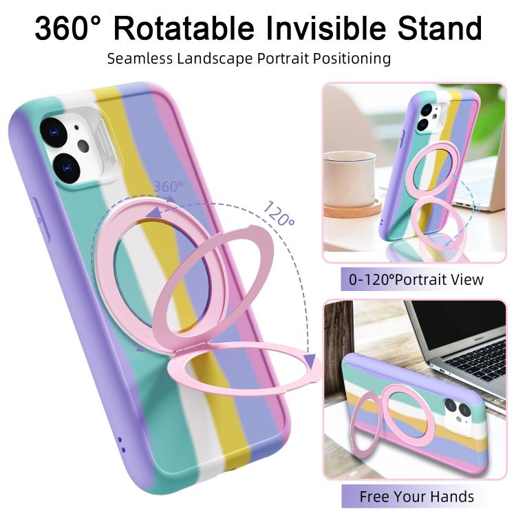 For iPhone 11 Dark Star Series 360 Degree Rotation Ring Holder Magnetic Phone Case