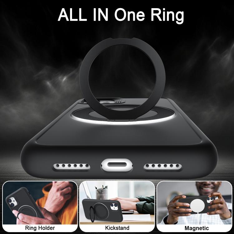 For iPhone 11 Dark Star Series 360 Degree Rotation Ring Holder Magnetic Phone Case