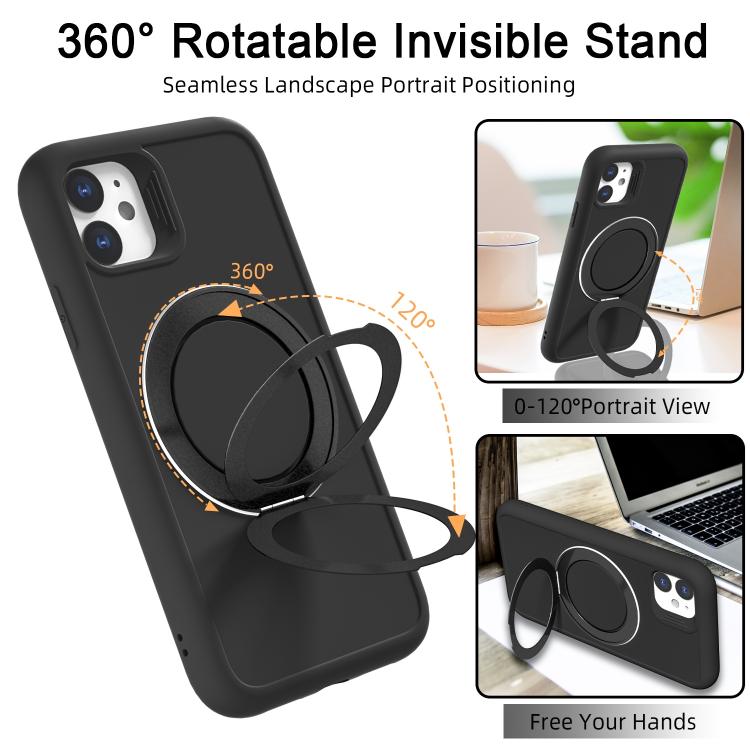For iPhone 11 Dark Star Series 360 Degree Rotation Ring Holder Magnetic Phone Case