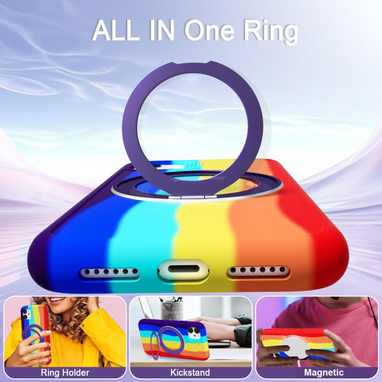 For iPhone 11 Dark Star Series 360 Degree Rotation Ring Holder Magnetic Phone Case