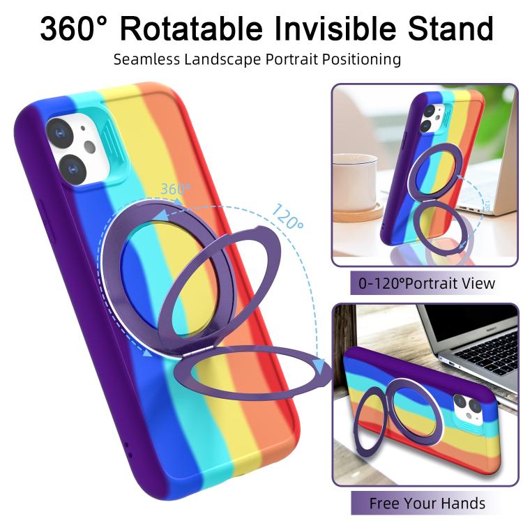 For iPhone 11 Dark Star Series 360 Degree Rotation Ring Holder Magnetic Phone Case