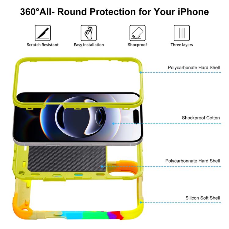 For iPhone 17 Pro Max Dual Ring 360 Degree Rotation Holder PC Hybrid Silicone Phone Case